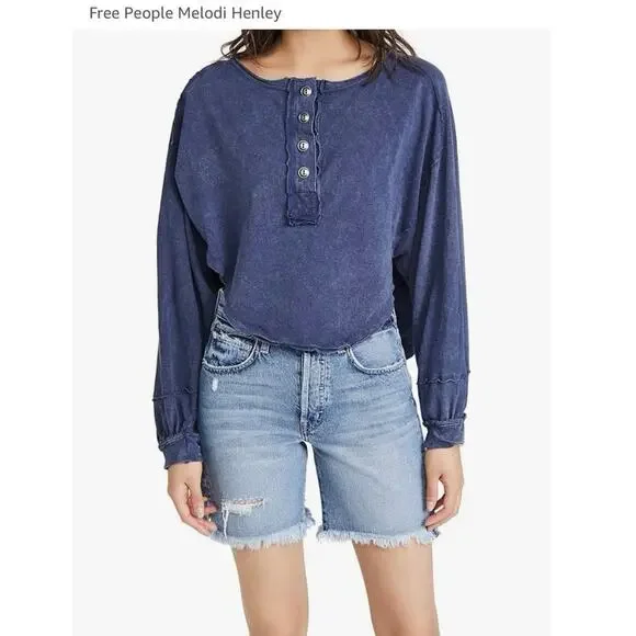 Free People Melodi Henley in Blue Quarry Women’s Size XS - Picture 13 of 13